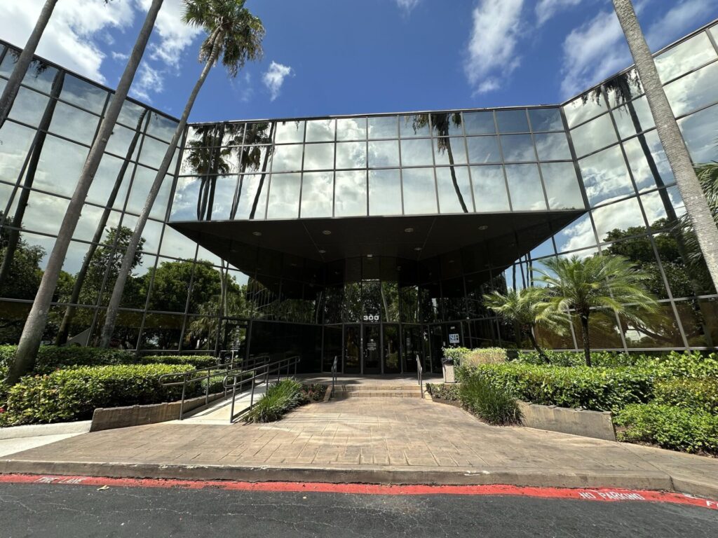 Entrance to 300 S. Pine Island Road, Plantation, FL, home of The Injury Advocates